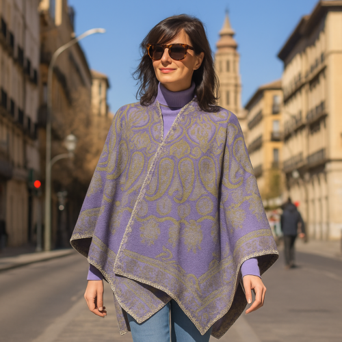 Poncho capa estampado lavanda Julunggul