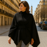 Poncho capa negro con trabilla Julunggul