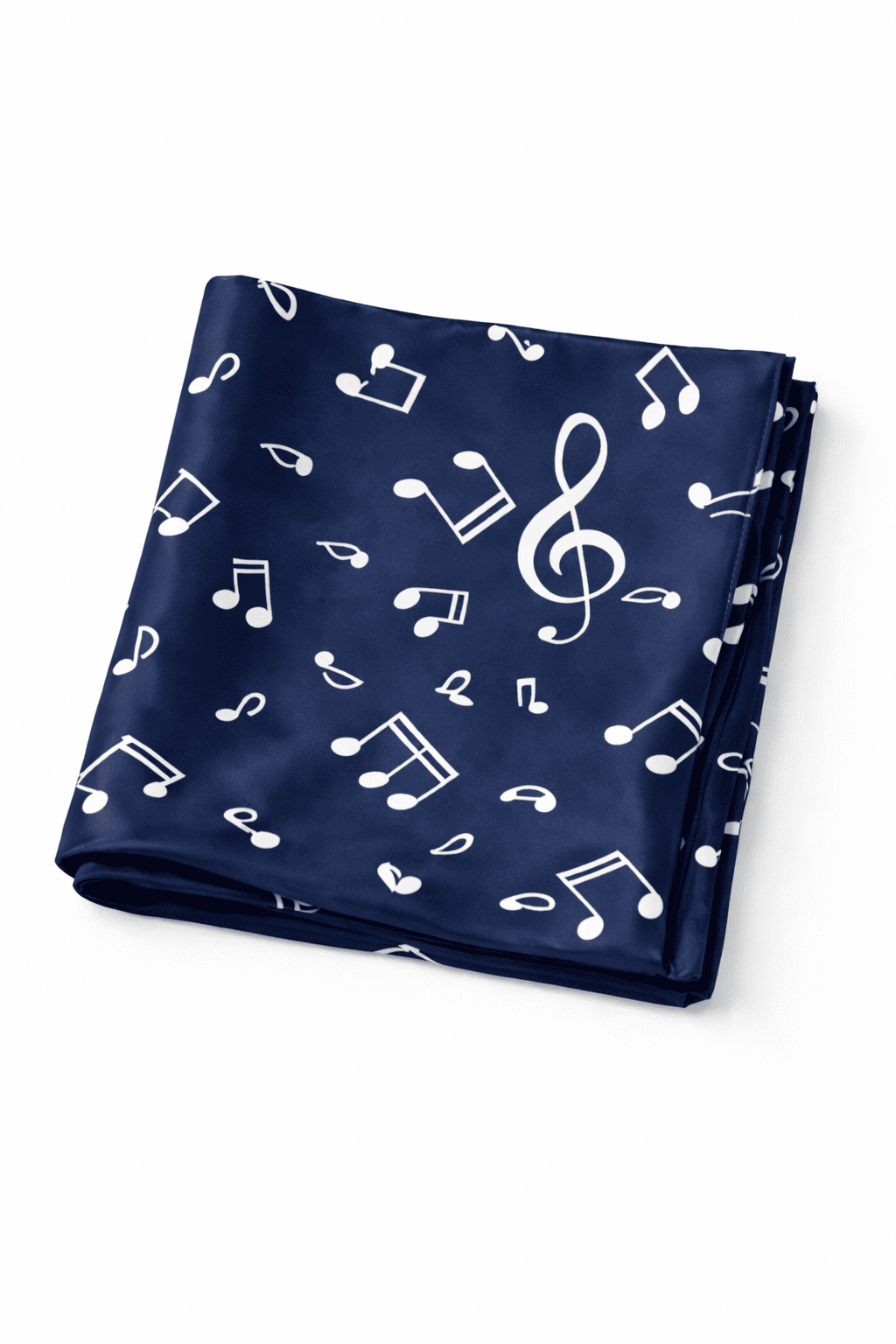 Pañuelo de semiseda azul marino con notas musicales blancas 90x90 cm Julunggul