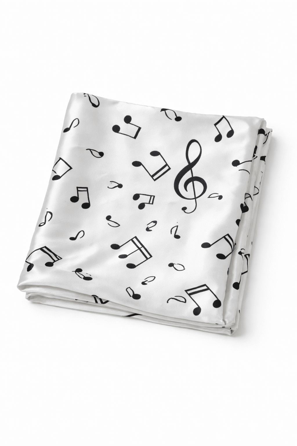 Pañuelo de semiseda blanco con notas musicales negras 90x90 Julunggul