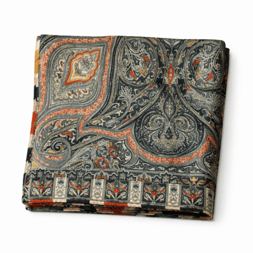 Fular de hombre de semiseda gris estampado paisley 1 Julunggul