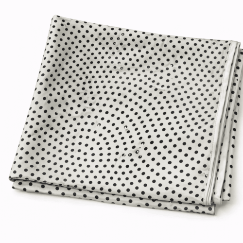 Fular de seda con forro chal reversible blanco con lunares negros Julunggul
