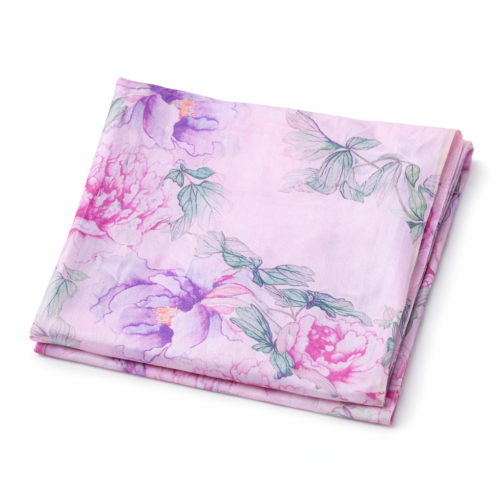 Fular de seda con forro reversible de flores rosas Julunggul