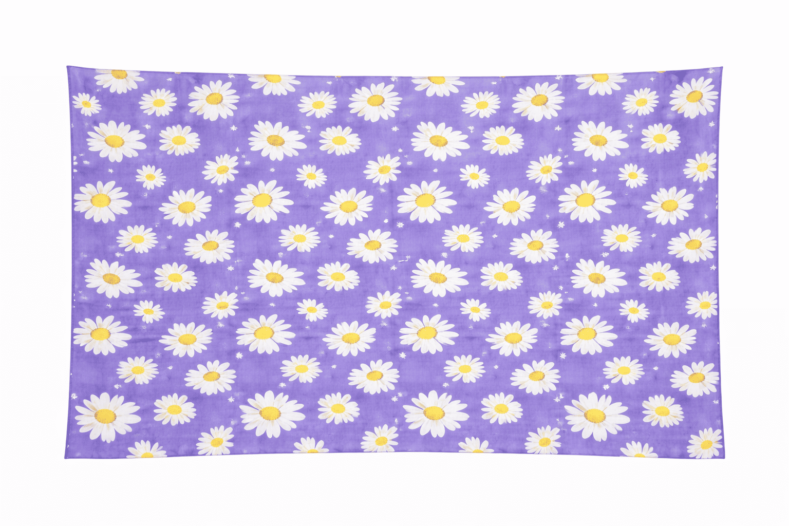 Fular de seda natural color lavanda con margaritas blancas 1 Julunggul