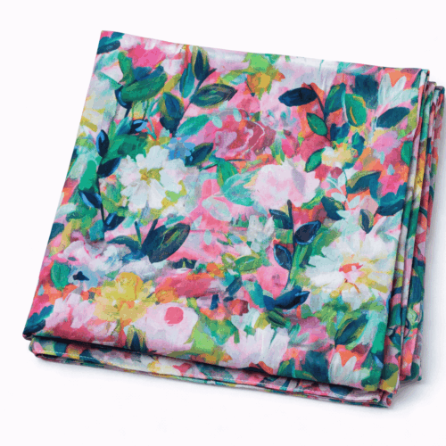 Fular de seda natural estampado flores de colores Julunggul
