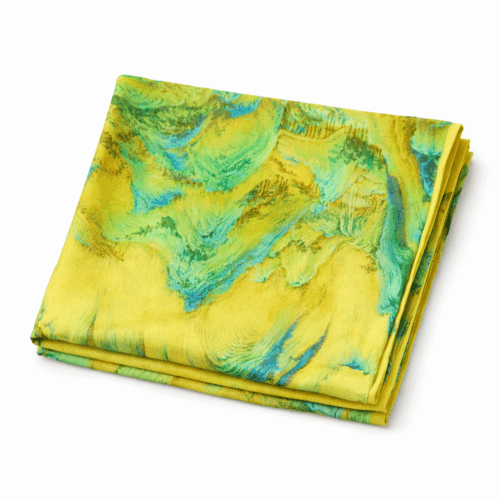Fular de seda reversible con forro o echarpe de mujer amarillo y verde