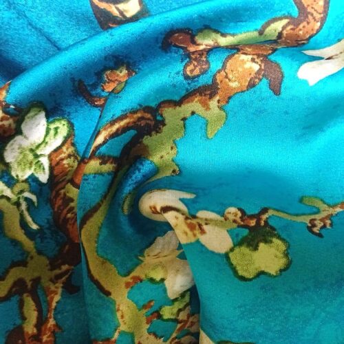Fular de semi seda turquesa Almendro de Van Gogh Julunggul