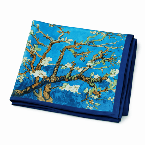 Fular de semiseda con forro chal turquesa Almendro Van Gogh Julunggul