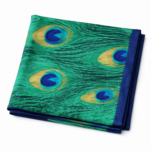 Fular de semiseda con forro reversible pavo real azul y verde Julunggul