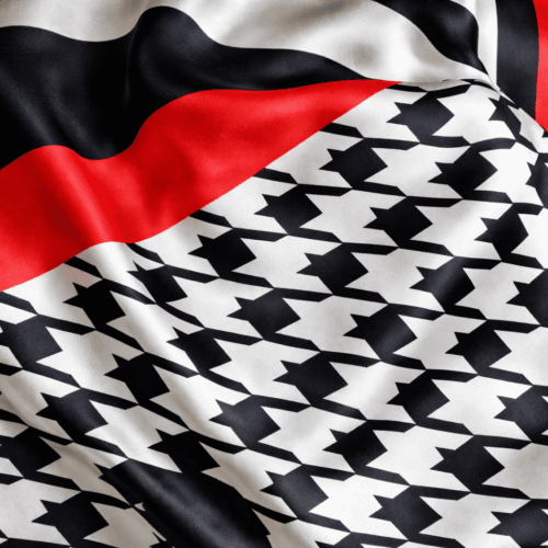 Fular de semiseda pata de gallo negro blanco y rojo Julunggul