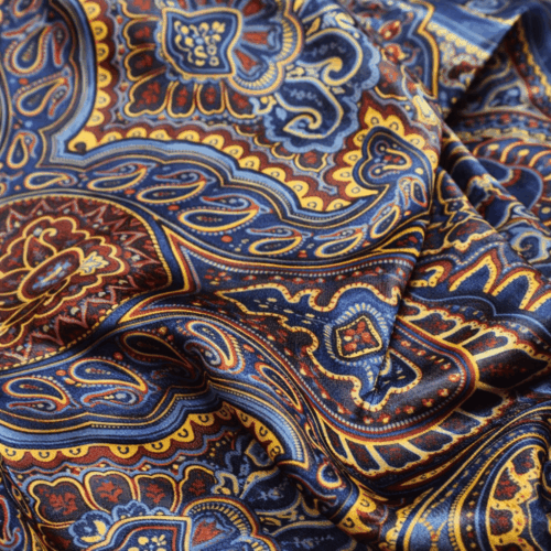Fular unisex semiseda azul marino y amarillo oriental Julunggul
