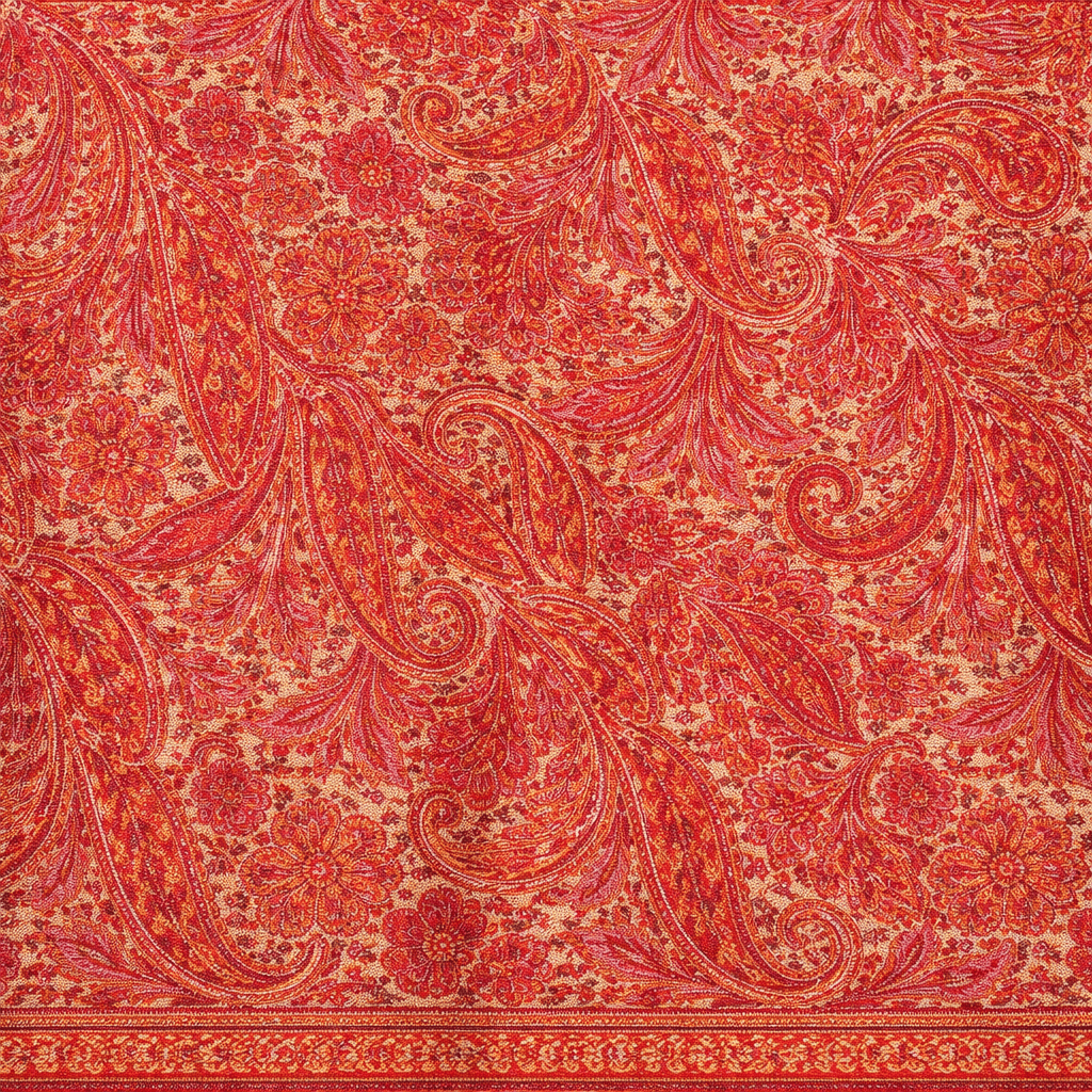 tela de semiseda estampado cachemires coral y beige Julungul