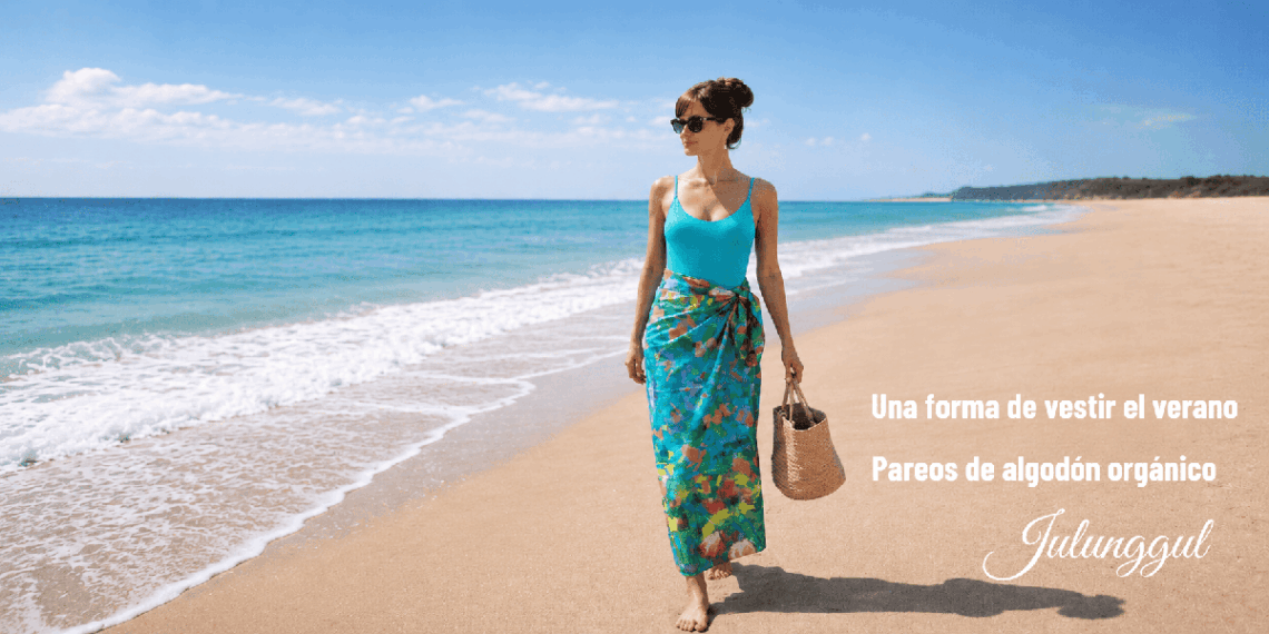Pareos de algodon organico XL estampados originales de Julunggul para playa y fular